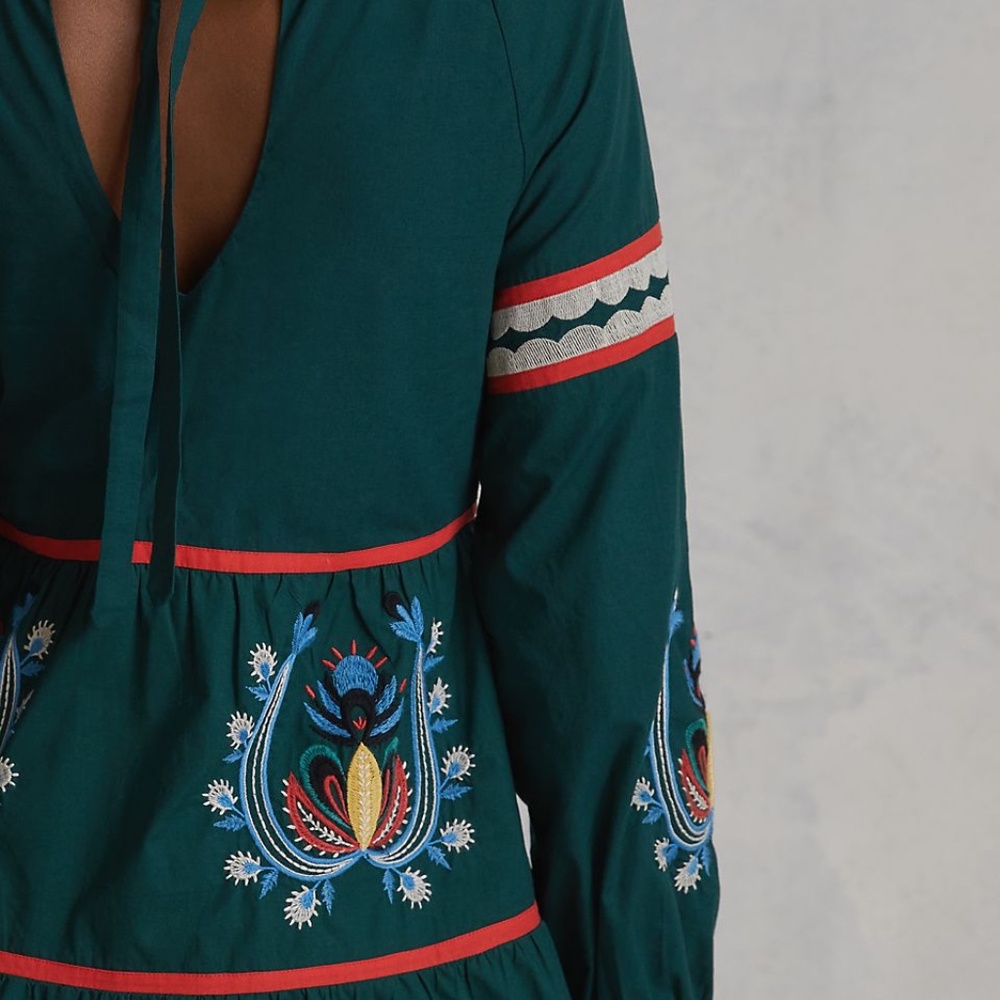 Anthropologie Let Me Be Embroidered Tunic Dress Boho Bohemian Size L - Picture 4 of 4